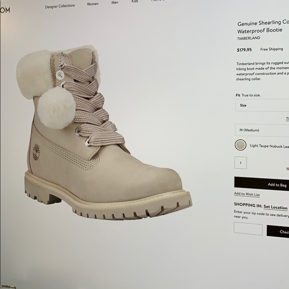 Timberland Waterproof Boot, Shearling fluff collar